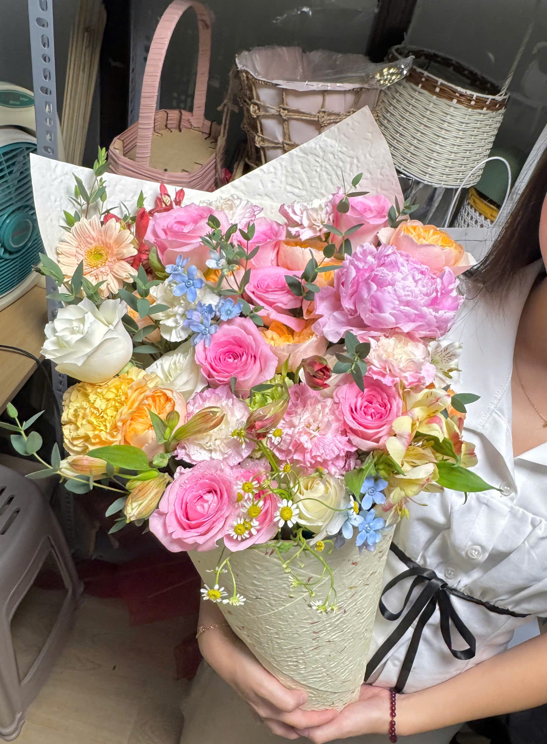 Bó Ốc Quế - Pink Peony Cone