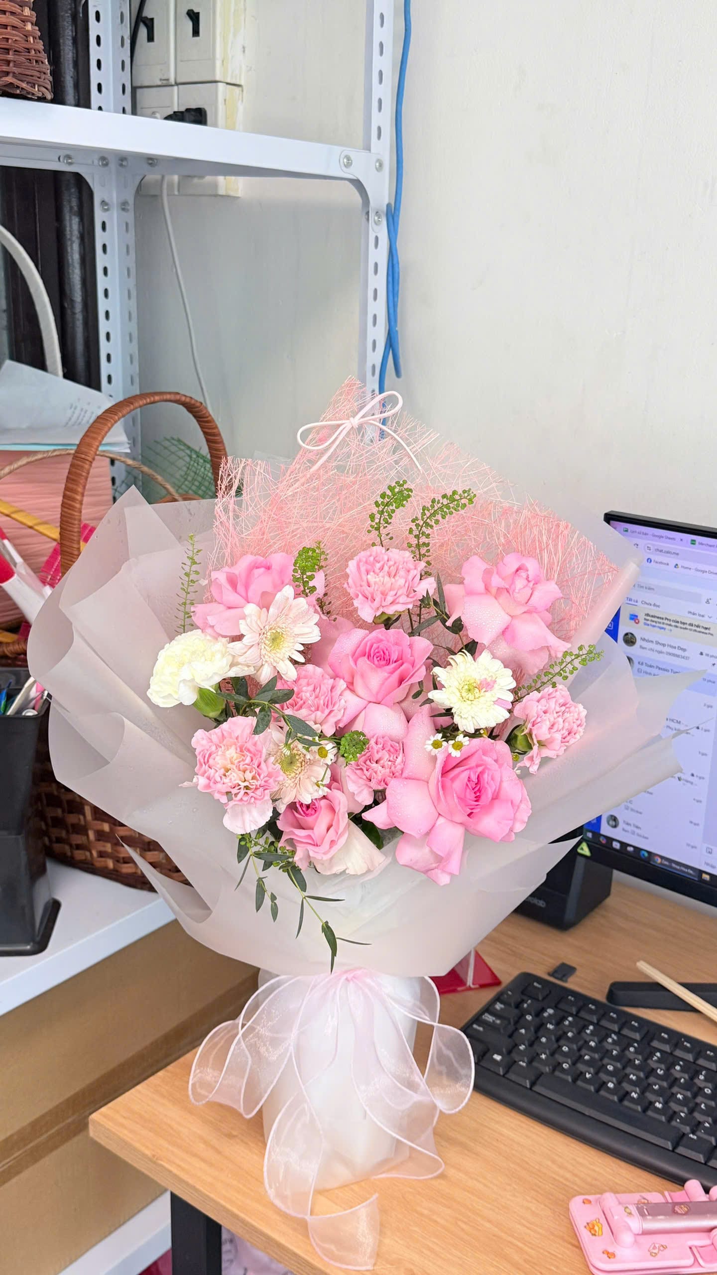 Pink Blossom – Bó Hoa Hồng Pastel Ngọt Ngào